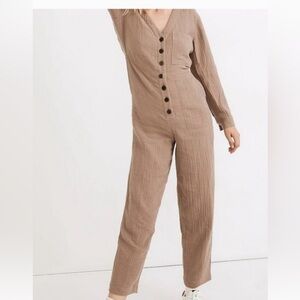 Madewell 100% Cotton Lightspun Stitched-Pocket Coverall Jumpsuit.